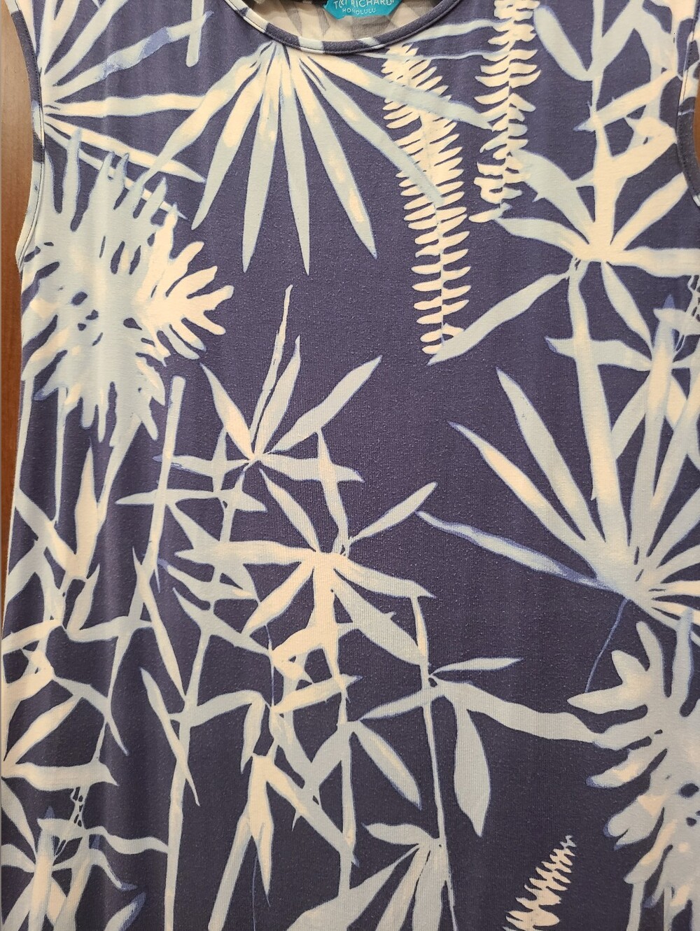 Tori Richard Honolulu Blue Tropical Print Floral Cap Sleeve Dress Womens Medium - Picture 2 of 4